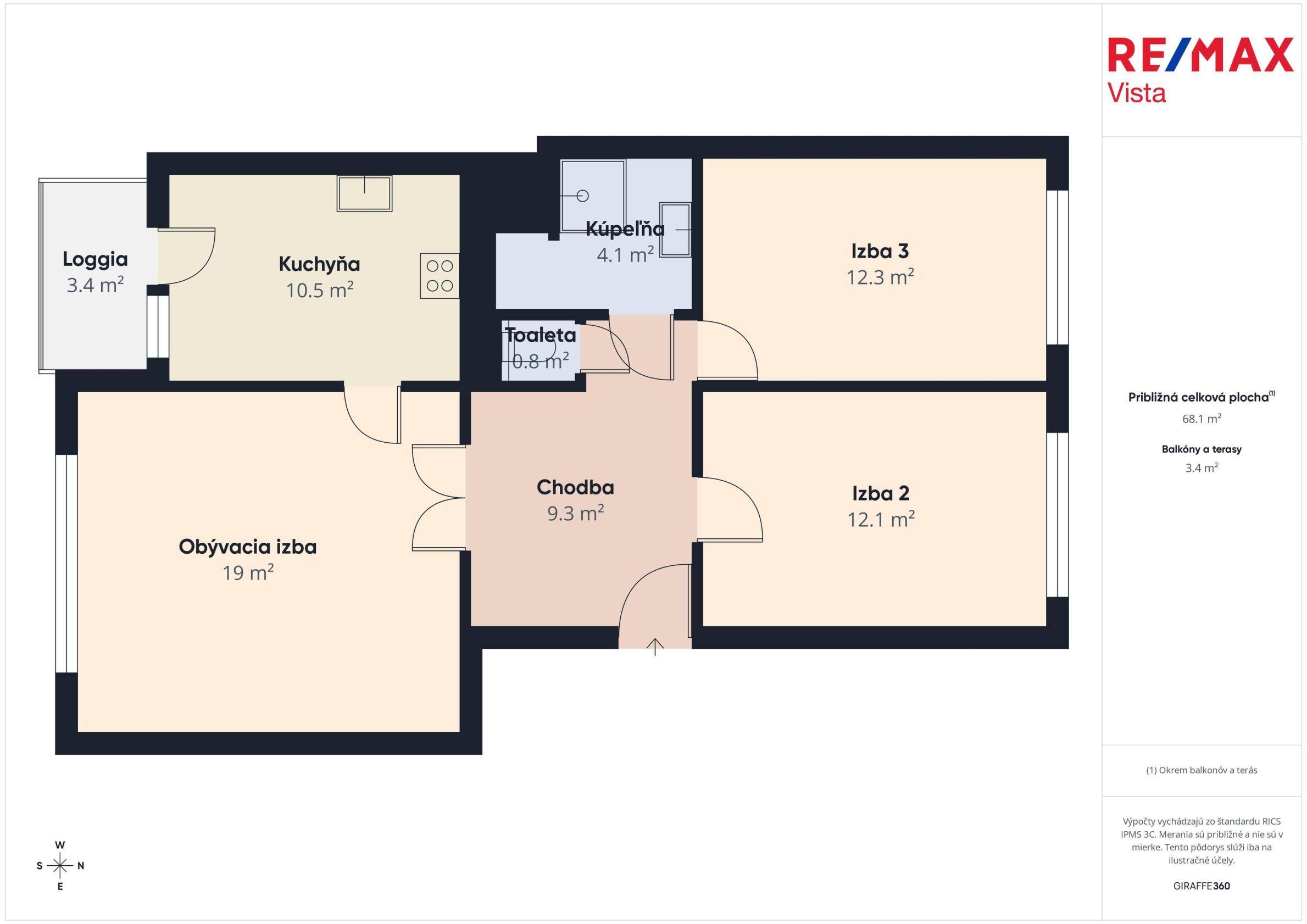 3-izbový byt, 74m2, loggia, klimatizácia, Eisnerova ulica