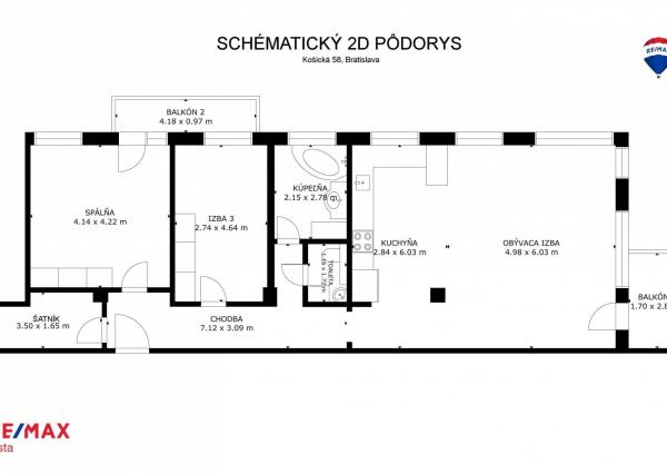 Na prenájom veľký 3-izb byt – Ružinov, 2 balkóny, svetla a priestoru na rozdávanie
