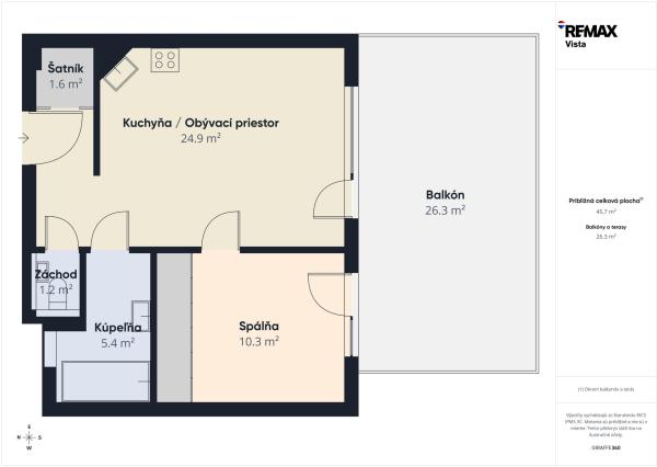 Priestranný 2-izbový byt, 46 m² s terasou a parkovaním